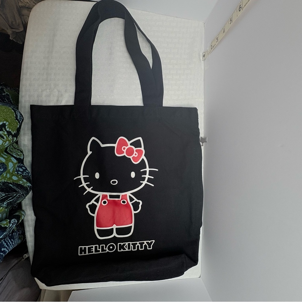 Genuine Hello Kitty Black Tote Bag with Red Accent New Without Tags